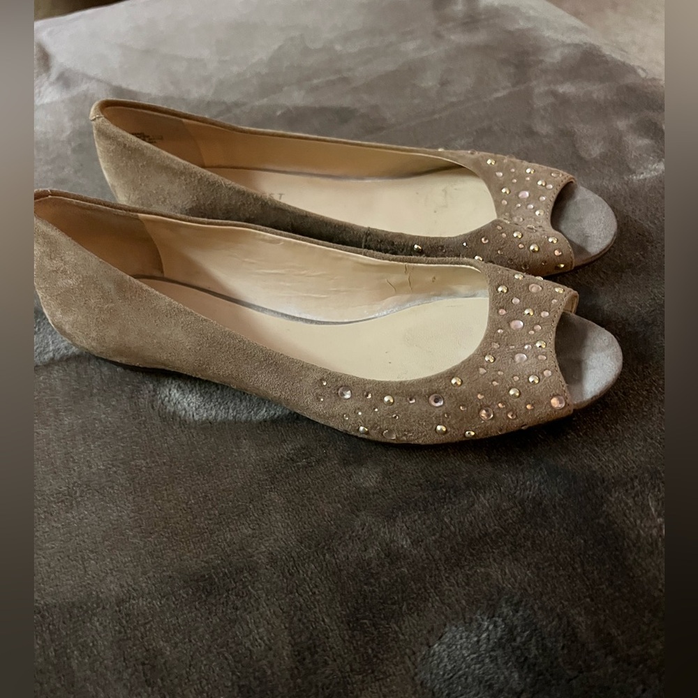 Nine West Flats tan with Rhinestones size 6M